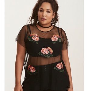 Torrid Floral Appliqué Mesh T